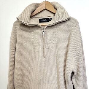 Unworn RLX Ralph Lauren Cashmere Ribbed Knit Half-Zip Sweater